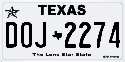 TX license plate DOJ2274