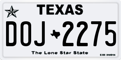 TX license plate DOJ2275