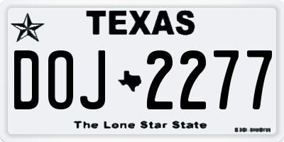 TX license plate DOJ2277