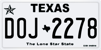 TX license plate DOJ2278