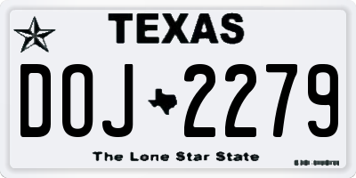 TX license plate DOJ2279