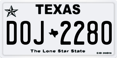 TX license plate DOJ2280