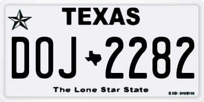 TX license plate DOJ2282