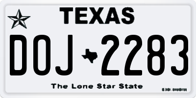 TX license plate DOJ2283