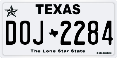 TX license plate DOJ2284