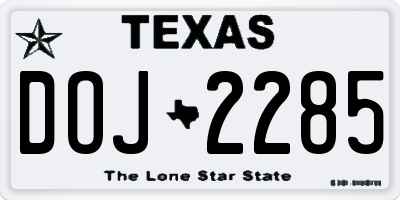 TX license plate DOJ2285
