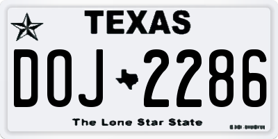 TX license plate DOJ2286