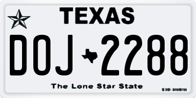 TX license plate DOJ2288