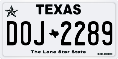 TX license plate DOJ2289