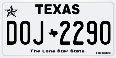 TX license plate DOJ2290