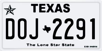 TX license plate DOJ2291