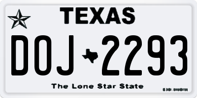TX license plate DOJ2293