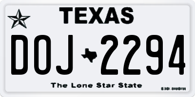 TX license plate DOJ2294