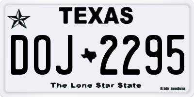 TX license plate DOJ2295