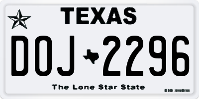 TX license plate DOJ2296