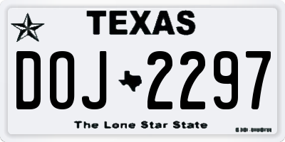 TX license plate DOJ2297