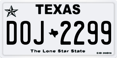 TX license plate DOJ2299