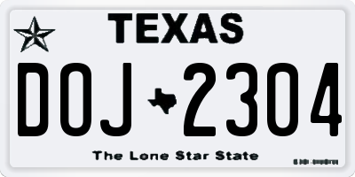 TX license plate DOJ2304