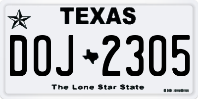 TX license plate DOJ2305