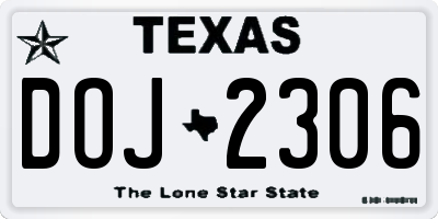 TX license plate DOJ2306