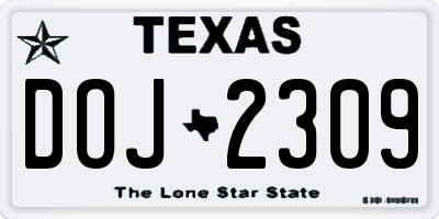 TX license plate DOJ2309