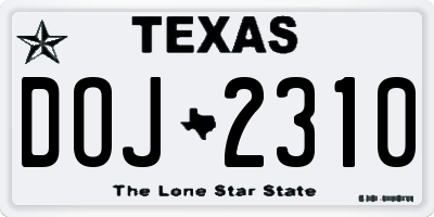 TX license plate DOJ2310