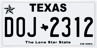 TX license plate DOJ2312