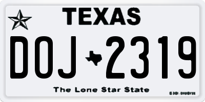 TX license plate DOJ2319