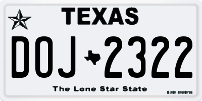 TX license plate DOJ2322