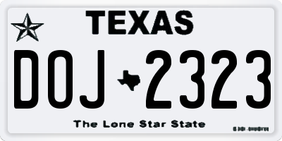 TX license plate DOJ2323