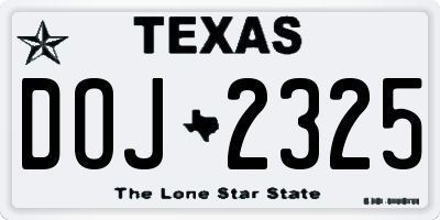 TX license plate DOJ2325