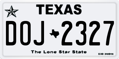 TX license plate DOJ2327