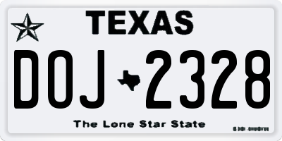 TX license plate DOJ2328