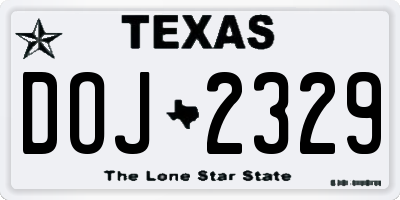 TX license plate DOJ2329