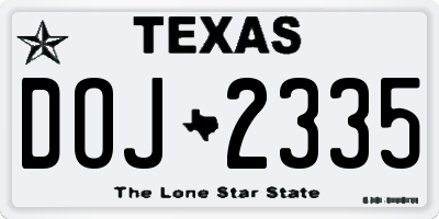 TX license plate DOJ2335