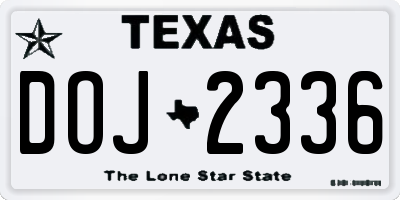 TX license plate DOJ2336