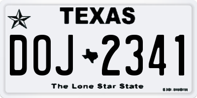 TX license plate DOJ2341