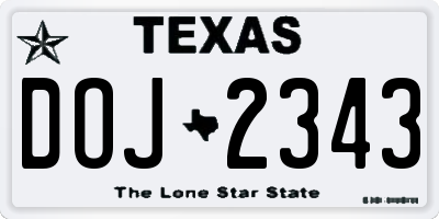 TX license plate DOJ2343