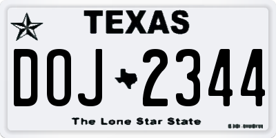 TX license plate DOJ2344