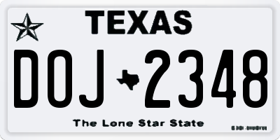 TX license plate DOJ2348