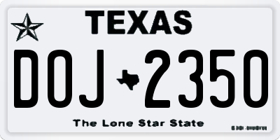 TX license plate DOJ2350