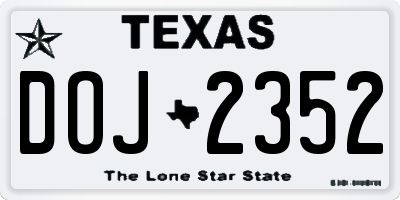 TX license plate DOJ2352