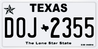TX license plate DOJ2355