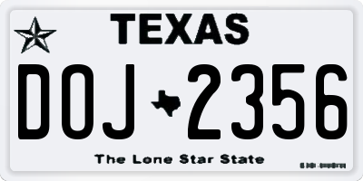 TX license plate DOJ2356
