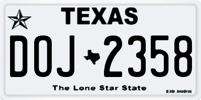 TX license plate DOJ2358