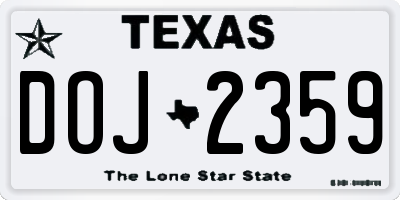 TX license plate DOJ2359