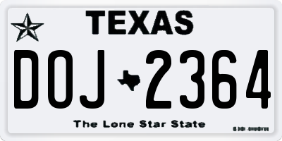 TX license plate DOJ2364