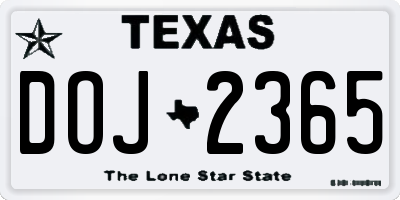 TX license plate DOJ2365