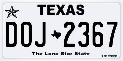 TX license plate DOJ2367