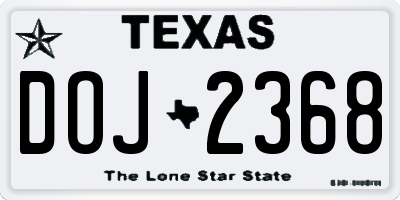 TX license plate DOJ2368